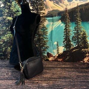 Borse in Pelle Genuine Italian Leather Crossbody Purse With Tassel